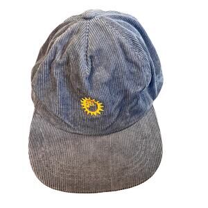 Lazy Sun blue corduroy cap yellow embroidery NEW gender neutral boho minimalist